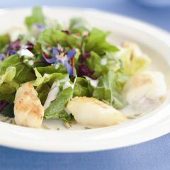 Warme salade met zeeduivel